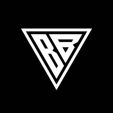 Siyah arkaplan geometrik vektör simgesi üzerinde izole edilmiş tirangle şekilli BB Logo monogramı