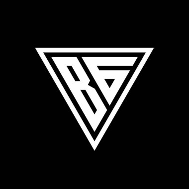 Siyah arkaplan geometrik vektör simgesi üzerinde izole edilmiş tirangle şekilli BG logo monogramı