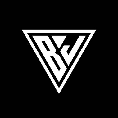 Siyah arkaplan geometrik vektör simgesi üzerinde izole edilmiş tirangle şekilli BJ logo monogramı