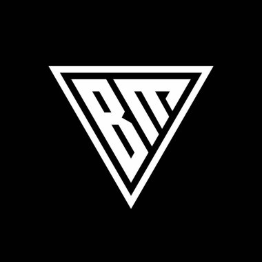 Siyah arkaplan geometrik vektör simgesinde izole edilmiş tirangle şekilli BM Logo monogramı