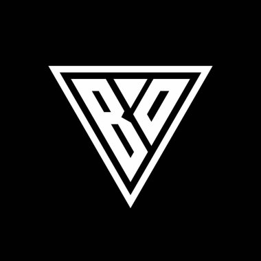 Siyah arkaplan geometrik vektör simgesi üzerinde izole edilmiş tirangle şekilli BO Logo monogramı