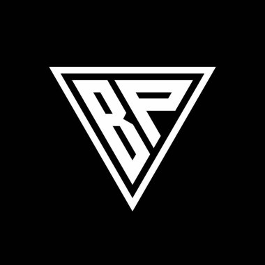 Siyah arkaplan geometrik vektör simgesinde izole edilmiş tirangle şekilli BP logosu monogramı