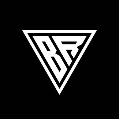 Siyah arkaplan geometrik vektör simgesi üzerinde izole edilmiş tirangle şekilli BR Logo monogramı