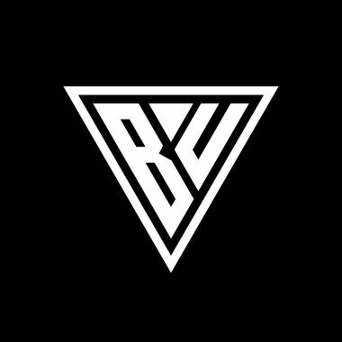 Siyah arkaplan geometrik vektör simgesi üzerinde izole edilmiş tirangle şekilli BU Logo monogramı