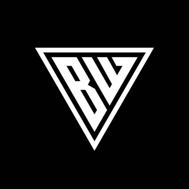 Siyah arkaplan geometrik vektör simgesi üzerinde izole edilmiş tirangle şekilli BW Logo monogramı
