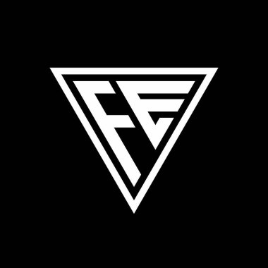 FE Logo monogramı tirangle şekli siyah arkaplan geometrik vektör simgesi üzerinde izole