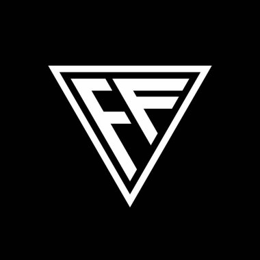 Siyah arkaplan geometrik vektör simgesinde izole edilmiş tirangle şekilli FF logo monogramı