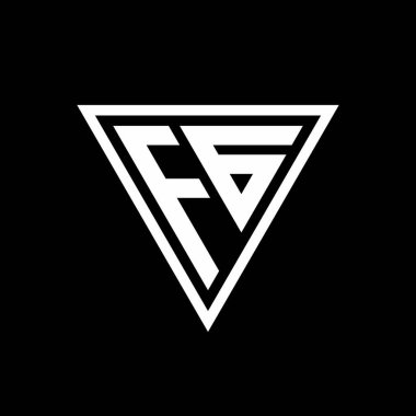 Siyah arkaplan geometrik vektör simgesi üzerinde izole edilmiş tirangle şekilli FG Logo monogramı