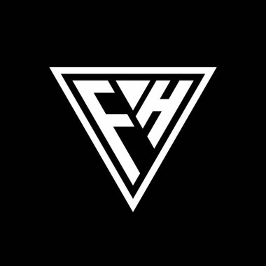 Siyah arkaplan geometrik vektör simgesi üzerinde izole edilmiş tirangle şekilli FH Logo monogramı