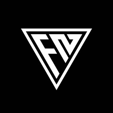Siyah arkaplan geometrik vektör simgesi üzerinde izole edilmiş tirangle şekilli FN Logo monogramı