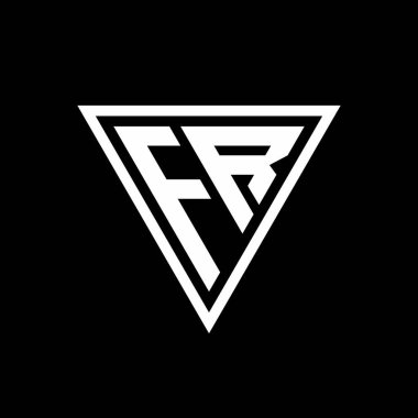 Siyah arkaplan geometrik vektör simgesi üzerinde izole edilmiş tirangle şekilli FR Logo monogramı