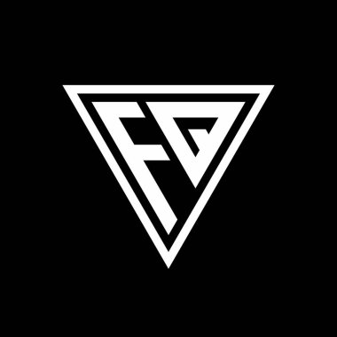 Siyah arkaplan geometrik vektör simgesi üzerinde izole edilmiş tirangle şekilli FQ Logo monogramı