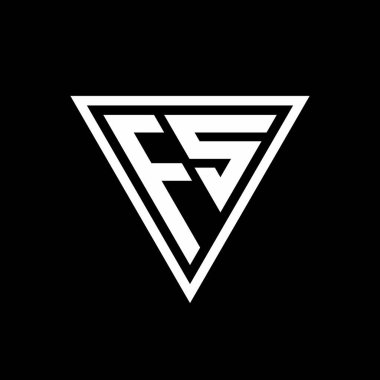 Siyah arkaplan geometrik vektör simgesi üzerinde izole edilmiş tirangle şekilli FS Logo monogramı