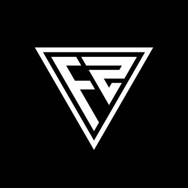 Siyah arkaplan geometrik vektör simgesi üzerinde izole edilmiş tirangle şekilli FZ logo monogramı