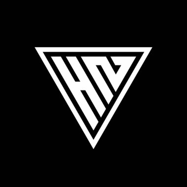 Siyah arkaplan geometrik vektör simgesi üzerinde izole edilmiş tirangle şekilli HN Logo monogramı