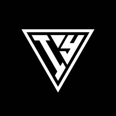 Siyah arkaplan geometrik vektör simgesinde izole edilmiş tirangle şekilli IY logo monogramı