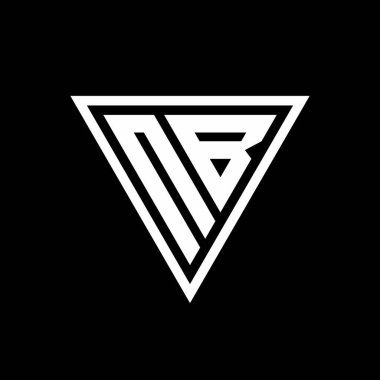 Siyah arkaplan geometrik vektör simgesi üzerinde izole edilmiş tirangle şekilli NB logo monogramı