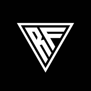 Siyah arkaplan geometrik vektör simgesi üzerinde izole edilmiş tirangle şekilli RF Logo monogramı