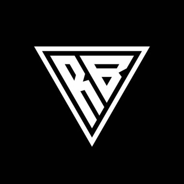 Siyah arkaplan geometrik vektör simgesi üzerinde izole edilmiş tirangle şekilli RB Logo monogramı