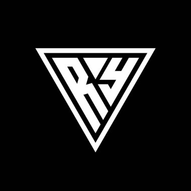 Siyah arkaplan geometrik vektör simgesinde izole edilmiş tirangle şekilli RY logo monogramı