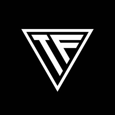 Siyah arkaplan geometrik vektör simgesi üzerinde izole edilmiş tirangle şekilli TF Logo monogramı