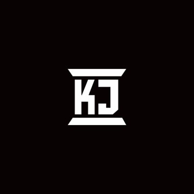 Siyah arkaplanda izole edilmiş sütun şeklindeki dizayn şablonuna sahip ilk harf monogramı