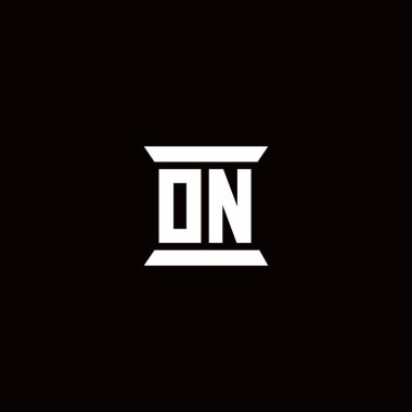 Siyah arkaplanda izole edilmiş sütun şekli şablonlu ilk harf monogramı