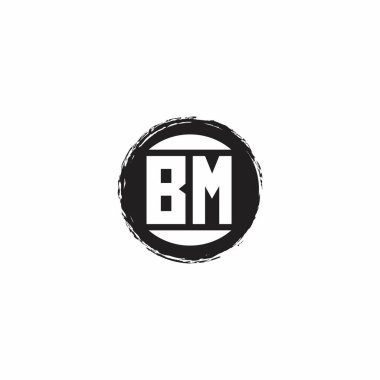 BM Logo İlk Harf Monogramı Astrac Circle şekil tasarım şablonu beyaz arkaplanda izole