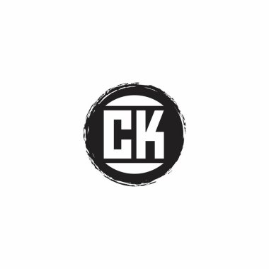 CK Logosu İlk Harf Monogramı Astrac Circle şekil tasarım şablonu beyaz arkaplanda izole