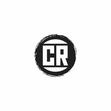 Beyaz arkaplanda izole edilmiş abstrac çember şekil tasarım şablonuna sahip CR Logo İlk Harf Monogramı