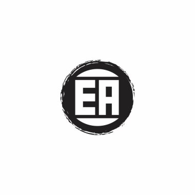 Beyaz arkaplanda izole edilmiş abstrac çember şekil tasarım şablonuna sahip EA Logo İlk Harf Monogramı