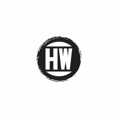 Beyaz arkaplanda izole edilmiş abstrac çember şekil tasarım şablonlu HW Logo İlk Harf Monogramı