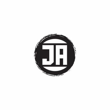 JA Logo İlk Harf Monogramı Astrac Circle şekil tasarım şablonu beyaz arkaplanda izole