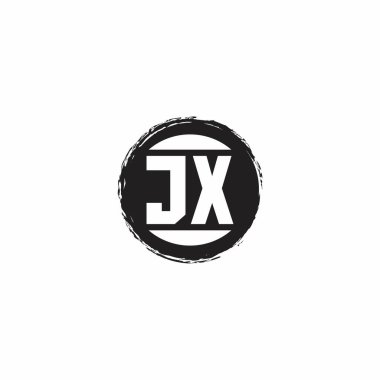 Beyaz arkaplanda izole edilmiş abstrac çember şekil tasarım şablonuna sahip JX Logo İlk Harf Monogramı
