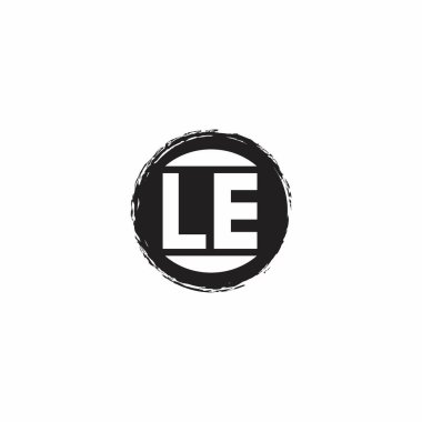 Beyaz arkaplanda izole edilmiş abstrac çember şekil tasarım şablonu ile LE Logo İlk Harf Monogramı