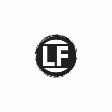 Beyaz arkaplanda izole edilmiş abstrac çember şekil tasarım şablonlu LF Logo İlk Harf Monogramı