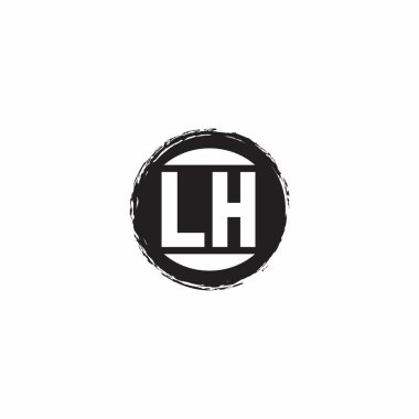 Beyaz arkaplanda izole edilmiş abstrac çember şekil tasarım şablonlu LH Logo İlk Harf Monogramı