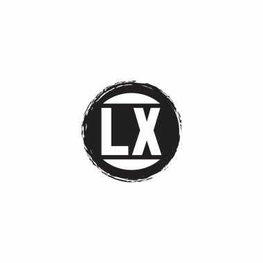 Beyaz arkaplanda izole edilmiş abstrac çember şekil tasarım şablonlu LX Logo İlk Harf Monogramı