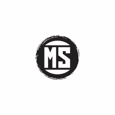 Beyaz arkaplanda izole edilmiş abstrac çember şekil tasarım şablonuna sahip MS Logo İlk Harf Monogramı