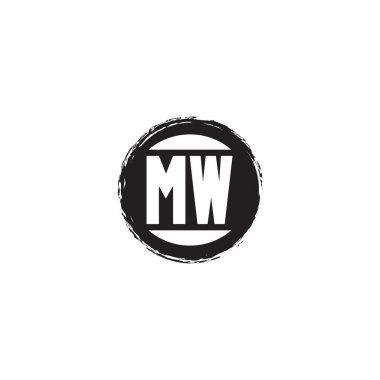 MW Logo İlk Harf Monogramı Astrac Circle şekil tasarım şablonu beyaz arkaplanda izole