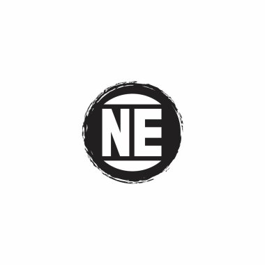 Ne Logosu İlk Harf Monogramı Astrac Circle şekil tasarım şablonu beyaz arkaplanda izole