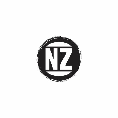 Beyaz arkaplanda izole edilmiş abstrac çember şekil tasarım şablonuna sahip NZ Logo İlk Harf Monogramı