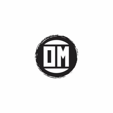 Beyaz arkaplanda izole edilmiş abstrac çember şekil tasarım şablonu ile OM İlk Harf Monogramı