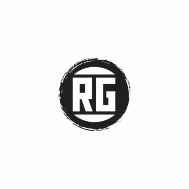 Beyaz arkaplanda izole edilmiş abstrac çember şekil tasarım şablonlu RG Logo İlk Harf Monogramı