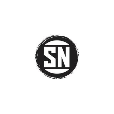 Beyaz arkaplanda izole edilmiş abstrac çember şekil tasarım şablonuna sahip SN Logo İlk Harf Monogramı