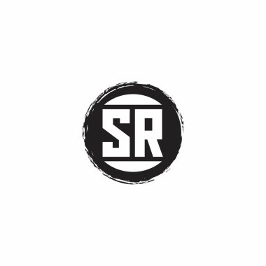 Beyaz arkaplanda izole edilmiş abstrac çember şekil tasarım şablonu ile SR İlk Harf Monogramı