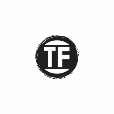 Beyaz arkaplanda izole edilmiş abstrac çember şekil tasarım şablonlu TF Logosu İlk Harf Monogramı