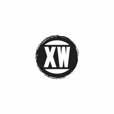Beyaz arkaplanda izole edilmiş abstrac çember şekil tasarım şablonuna sahip XW İlk Harf Monogramı