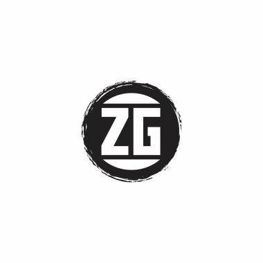 Beyaz arkaplanda izole edilmiş abstrac çember şekil tasarım şablonuna sahip ZG Logo İlk Harf Monogramı