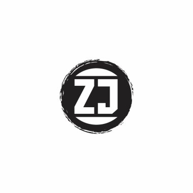 Beyaz arkaplanda izole edilmiş abstrac çember şekil tasarım şablonuna sahip ZJ Logo İlk Harf Monogramı